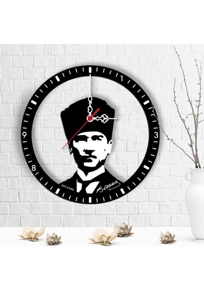 Kişiye Özel Atatürk Tasarımlı Ahşap Duvar Saati - 5 Çok Renkli