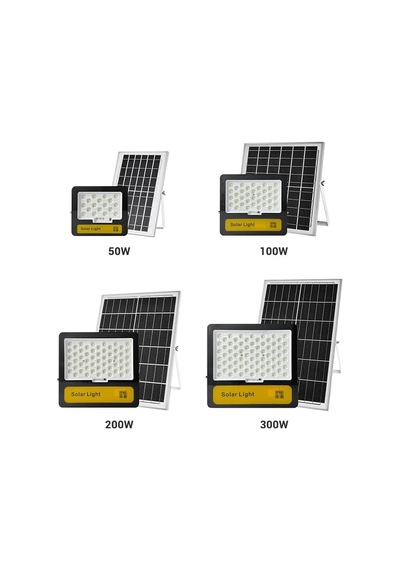 100 Watt Proje Tipi Belediye Kalitesi Güneş Enerjili Alüminyum Kasa Projektör Su Geçirmez, Sensörlü, Kumandalı