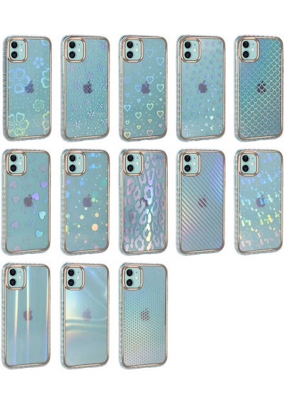 Apple Uyumlu iPhone 11 Desenli Parlayan Transparan Avva Kılıf-no12 NO12 No12