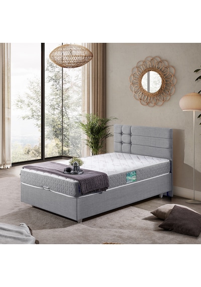 Viyana Tek Kişilik Baza Başlık Comfort Yatak Seti Açık Gri 100 x 200