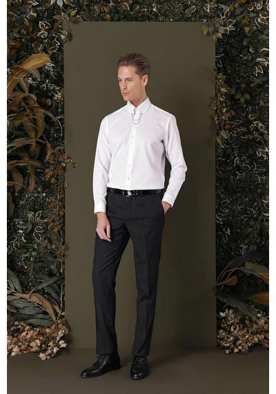 Efor Gk 710 Slim Fit Beyaz Klasik Gömlek Beyaz