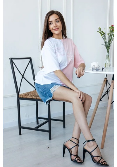 Unisex Forget Live Baskılı Oversize Tshirt Pembe