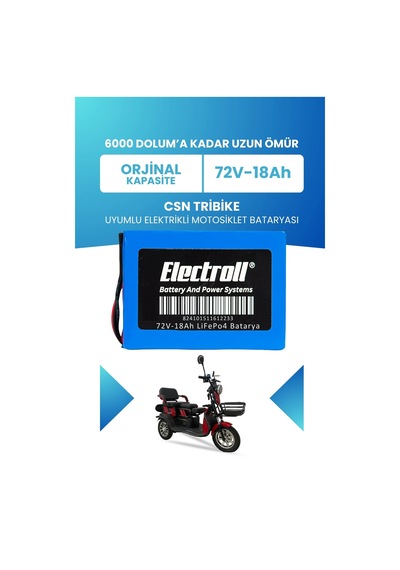 Csn Tribike Batarya Standart Kapasite Lifepo4 72v 18ah Elektrikli Motosiklet Bataryası
