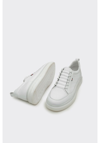 Derinet Hakiki Deri Erkek Sneaker Beyaz Beyaz