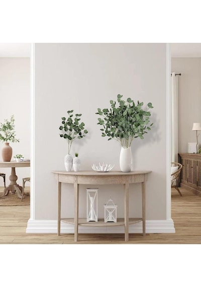 Yapay Çiçek Yeşil Okaliptus Tek Dal Kumaş Yapraklı Uzun Dal 80cm Eucalyptus