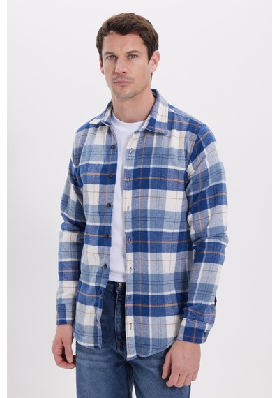 Tudors Erkek Slim Fit Dar Kesim Kareli Kışlık Oduncu Gömlek-42118 Mavi Tudors Erkek Slim Fit Dar Kesim Kareli Kışlık Oduncu Gömlek-42118 Mavi
