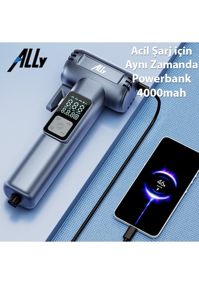 Ally St-5530 Dijital Şarjlı Araç Lastik Hava Şişirme Pompası Power Bank Penere Kırıcı