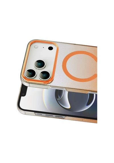 Newface Apple  Uyumlu - iPhone 17 Pro Glossy Magsafe Kapak - Turuncu