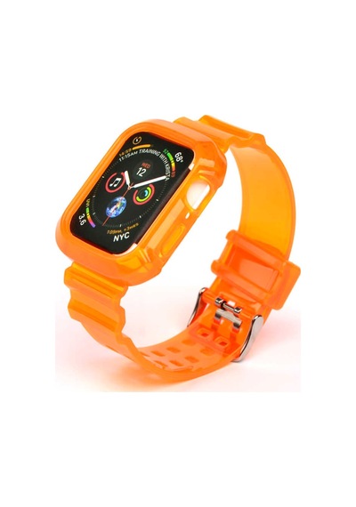 Apple Uyumlu  Watch 42 MM Krd-27 Şeffaf Renkli Transparan Silikon Kordon