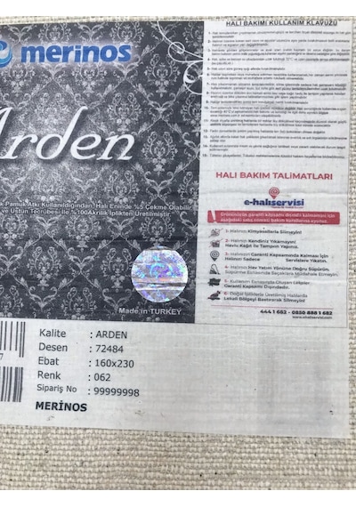 Merinos Halı Arden 72484 062 Serisi Akrilik Salon Oturma Yatak Odası Halısı Gri - Krem
