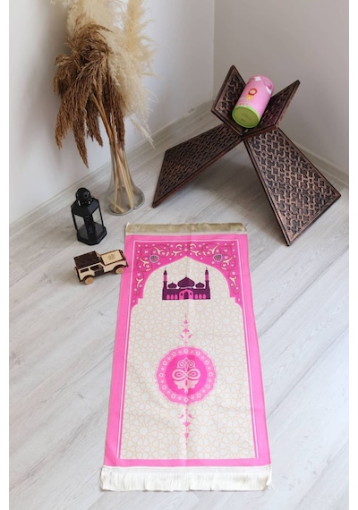 Kumbaralı Silindir Kutu Çocuk Seccadesi Pembe S1038 Pembe
