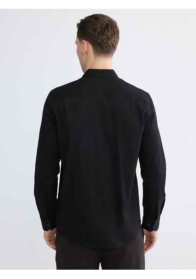 Lcwaıkıkı Classic Siyah Regular Fit Gabardin Erkek Gömlek