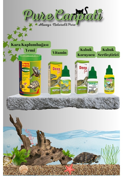 Purecanpati Kara Kaplumbağası Herbivor Yem,vitamin,turti Clean Je