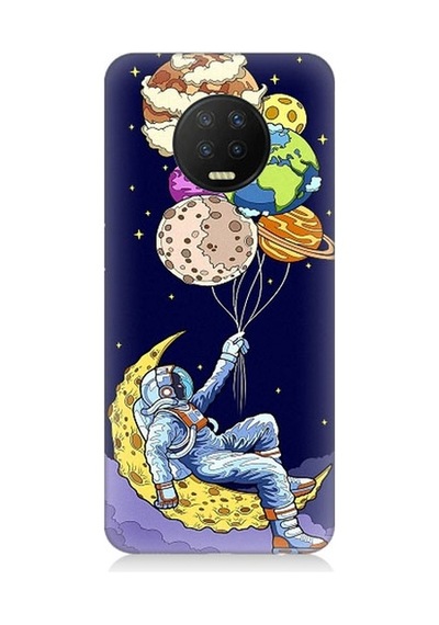 iNfinix Note 7 Uyumlu Astronot Ve Gezegenler Desenli Silikon Kılıf