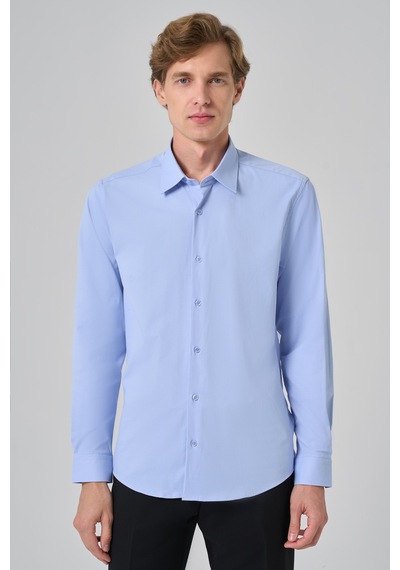 Morven Erkek A. Mavi Slim Fit Sert Yaka Gömlek 26mc004003311 A. Mavi