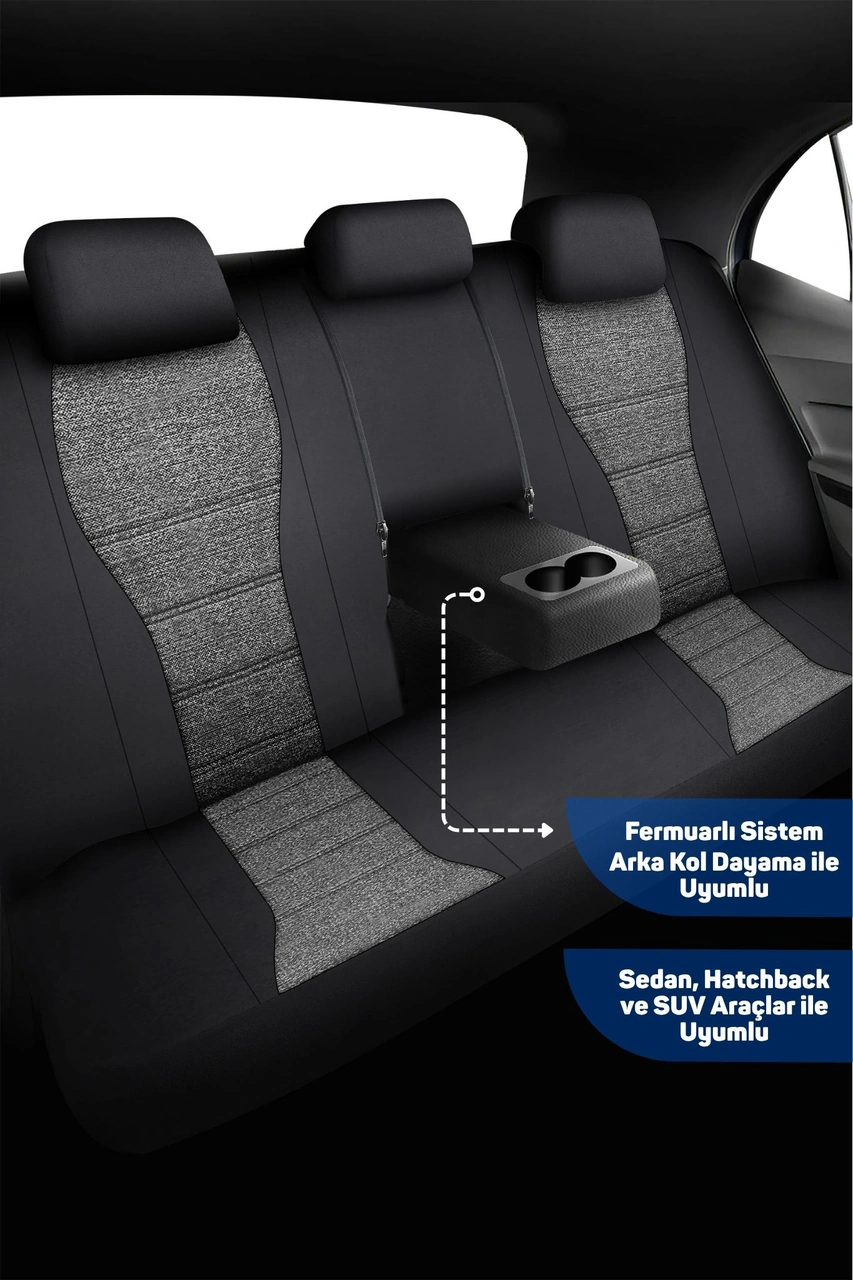 City Serisi Toyota Corolla 2014-2016 İle Uyumlu Koltuk Kılıfı, Gri-siyah