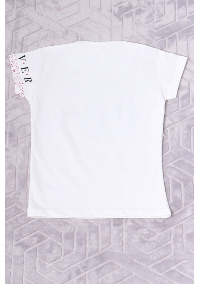 Hçm Kız Çocuk Tshirt Nature Baskılı Bisiklet Yaka E12 Krem