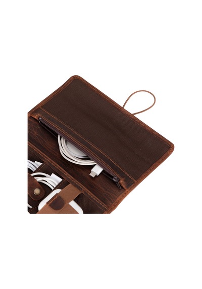 Bloominbag Torino Tech Roll Saddle Cognac Hakiki Deri Kablo & Şarj Düzenleyici Kahverengi