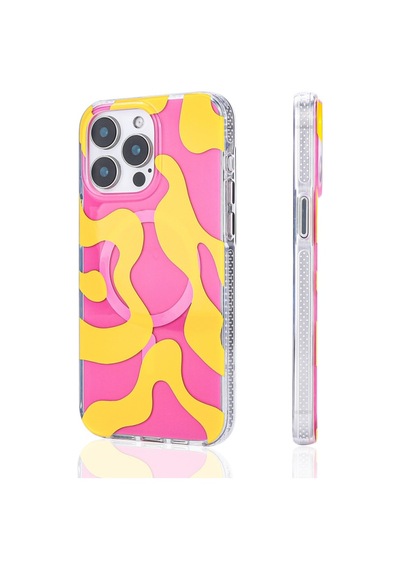 Lexroo İphone 15 Pro Max Mag Safe Şarj Özellikli Stilo - Pembe-mavi Tpu Sert Pc Kılıf