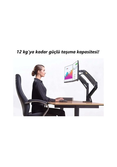 North Bayou Nb G35 Çift Monitör Standı, 22''-32'', Metal, Siyah, Gazlı Yay Sistemi, 12 Kg Taşıma Kapasitesi, Vesa 75x75/100x100