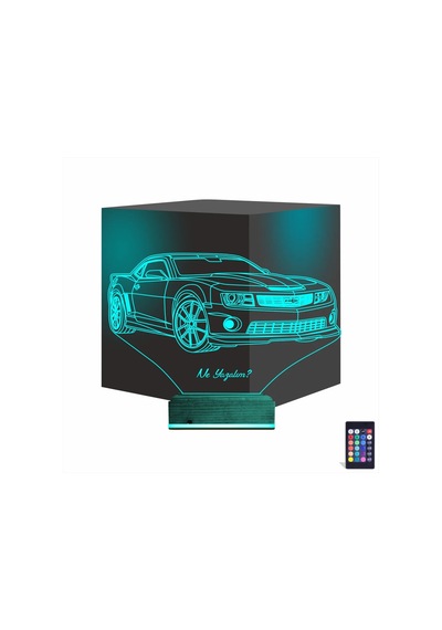 Luvivia Spor Araba Camaro Kişiye Özel 3d Lamba - Masa Gece Lambası Şeffaf