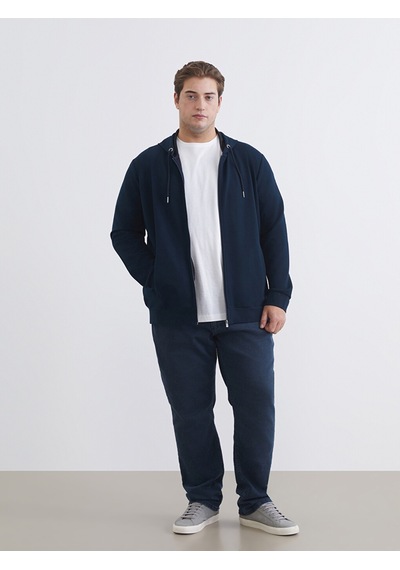 Lcwaıkıkı Classic Lacivert Standart Kalıp Kapüşonlu Erkek Fermuarlı Sweatshirt