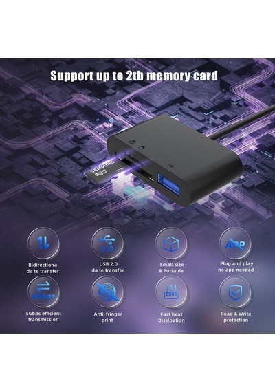 Type-C + Micro USB 3in1 OTG + SD-TF Kart Okuyucu