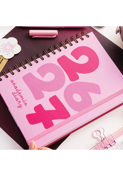 2026-2027 A5 Spiralli Akademik Haftalık Ajanda 16 Aylık - Baby Pink Çok Renkli