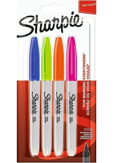 Sharpie 4Lü Canlı Renkler Fine Permanent Markör Kalem Seti 206540