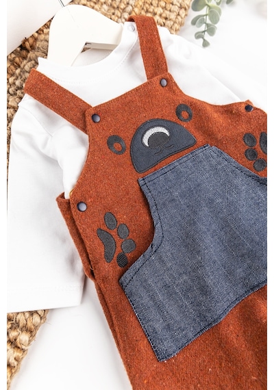 Babymod Ayıcık İşlemeli Erkek Bebek Tulum Salopet Takım 001