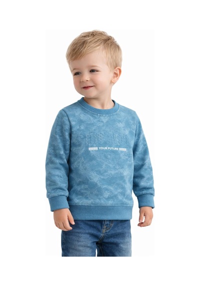Baglan Erkek Çocuk Önü Baskılı Sweatshirt Bgl-st05244 Mavi