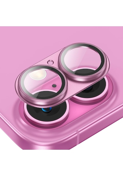 Apple Uyumlu iPhone 16/16 Plus Lens Koruyucu Halka Set-al3130 Pembe