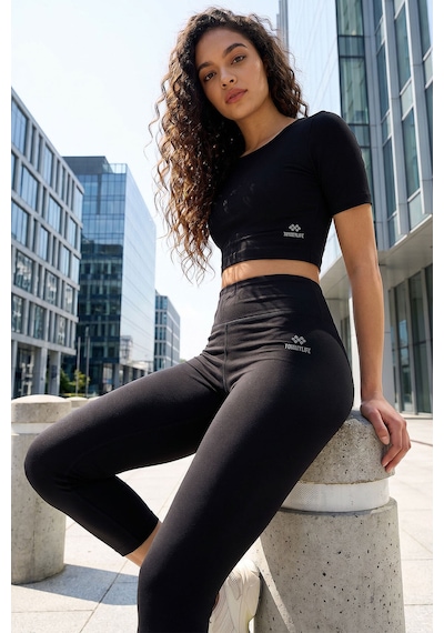 Tommylife Tommy Life Siyah Yüksek Bel Kapri-crop T-shirt Slim Fit Kadın Tayt Takım - 95285 SiYAH Siyah Tommylife Tommy Life Siyah Yüksek Bel Kapri-crop T-shirt Slim Fit Kadın Tayt Takım - 95285 SiYAH Siyah