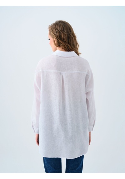 LOFT Loose Fit Kadın Gömlek U.kol Lf2038437 Q1.v1 Beyaz