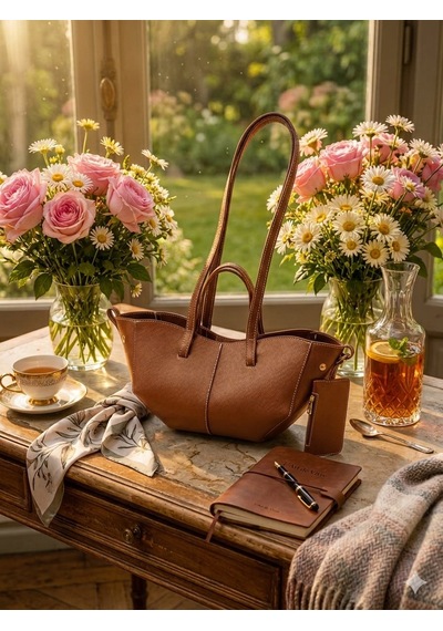 Housebags Valentina Kadın Fermuarlı + Cüzdan Charm El Ve Omuz Çantası Taba
