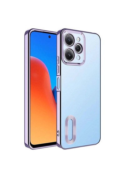Redmi 12 Kılıf Kamera Korumalı Logo Gösteren Tchs Omega Kapak - Lila Lila
