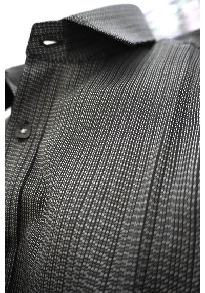 Elitpark Midnight Texture Desenli Pamuklu Cepli Erkek Gömlek Siyah