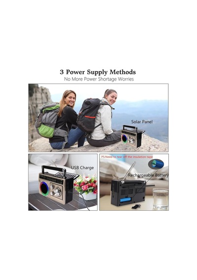 Nostalji Solar Enerjili Güneş Panelli Fm Radyo Şarj Edilebilir Bluetooth Hoparlör Rbg Işıklı Sd Kart Usb Ve El Fenerli Krem - 911392134