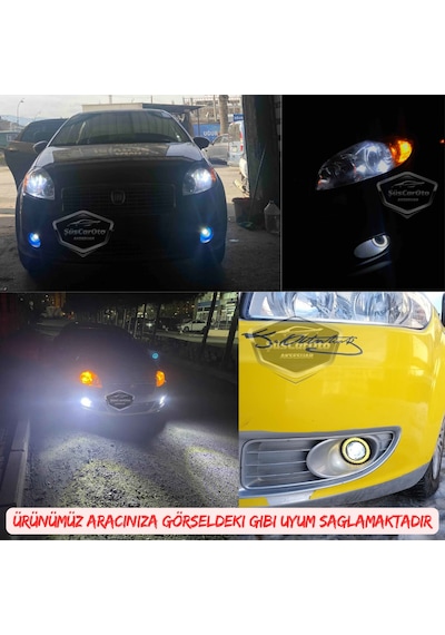 Fiat Linea 2007-2018 Uyumlu Üniversal Mercekli Angel Sis Farı Metal Su Geçirmez 76 Mm Sarı Halkalı Gündüz Farı Angel Eyes 2 Adet 01 Şüscaroto Aksesuar