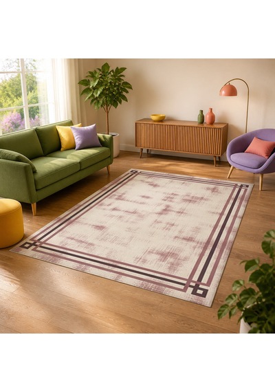 Kartela Halı Rilo Halı Kaymaz Taban Makinede Yıkanabilir Halı Gül Kurusu - 60 X 90 Cm