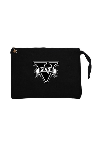 GTA Five Black Logo  Krem Clutch Astarlı Cüzdan / El Çantası Krem