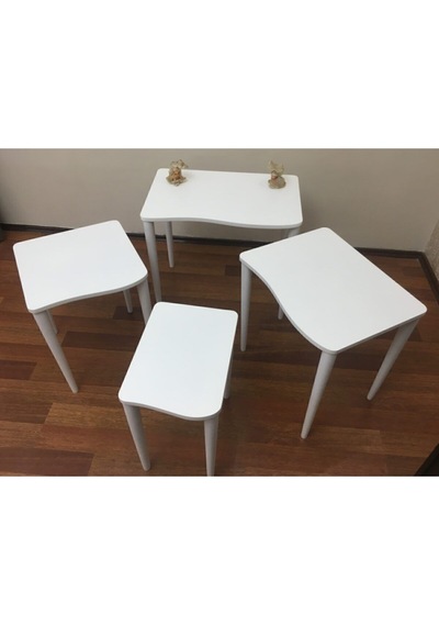 Canisa Concept Kuğu Serisi 4'lü Zigon Sehpa Beyaz