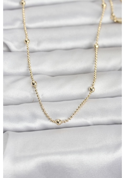 Cm 14k Gold Renk Top Zincir 60 Cm Kadın Kolye Çok Renkli