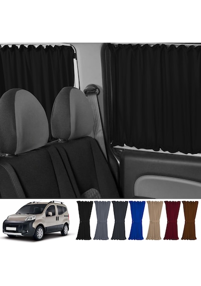 Pandami Fiat Fiorino 2007+ Uyumlu Siyah Raylı Oto Perde Takımı