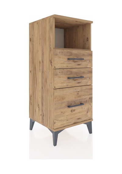 Hyperion Komodin Tek Raflı 3 Çekmeceli 44x44x106 Çam-çam Çam