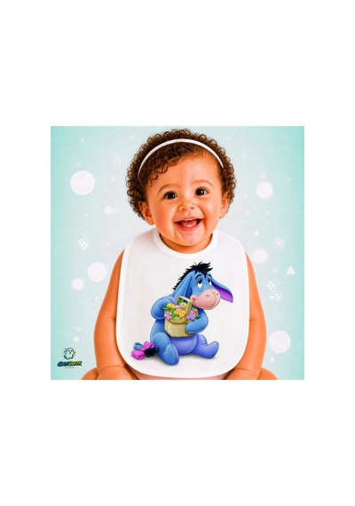 Eeyore Keten Bebek Mama Önlüğü Yumuşak - Emici - Yıkanabilir - Özel Tasarım P050 Çok Renkli