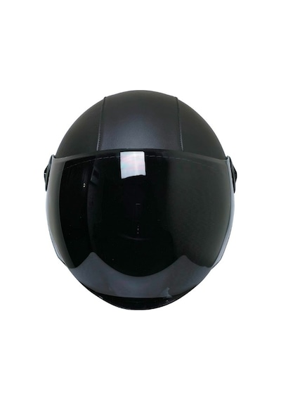 Fx101 Leather Motosiklet Kaskı Deri Yarım Açık Motorcu Kask Siyah