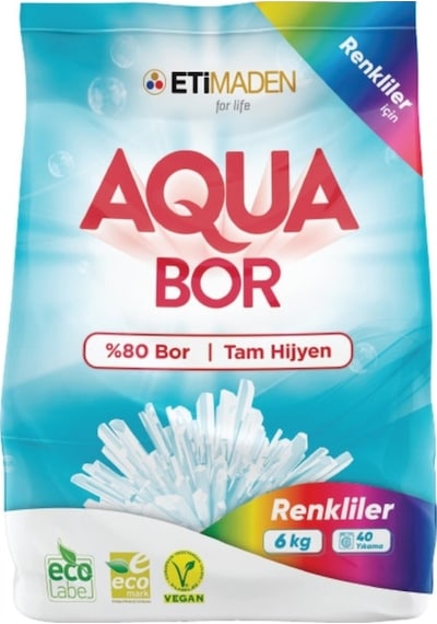 Eti Maden Aquabor % 80 Bor Renkliler için Toz Çamaşır Deterjanı 4 x 6 KG