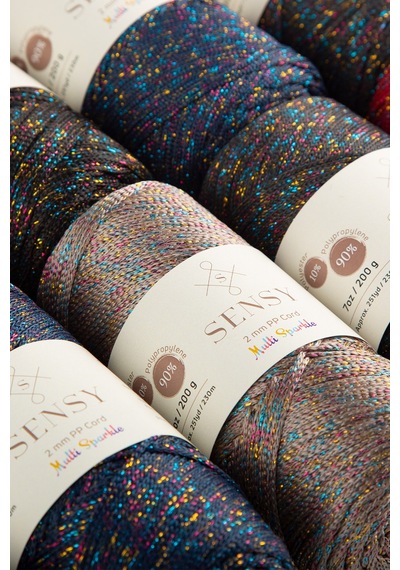 Sensy Multi Sparkle Simli 200 Gr Polyester Makrome Ipi Koyu Kırmızı 2 Mm 230 M Supla Ip
