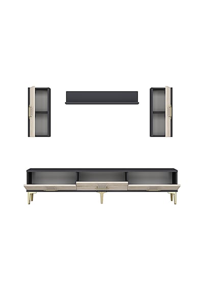 Tvr1832atg Slim Tv Ünitesi Takımı Antrasit-traverten-gold 180cm
